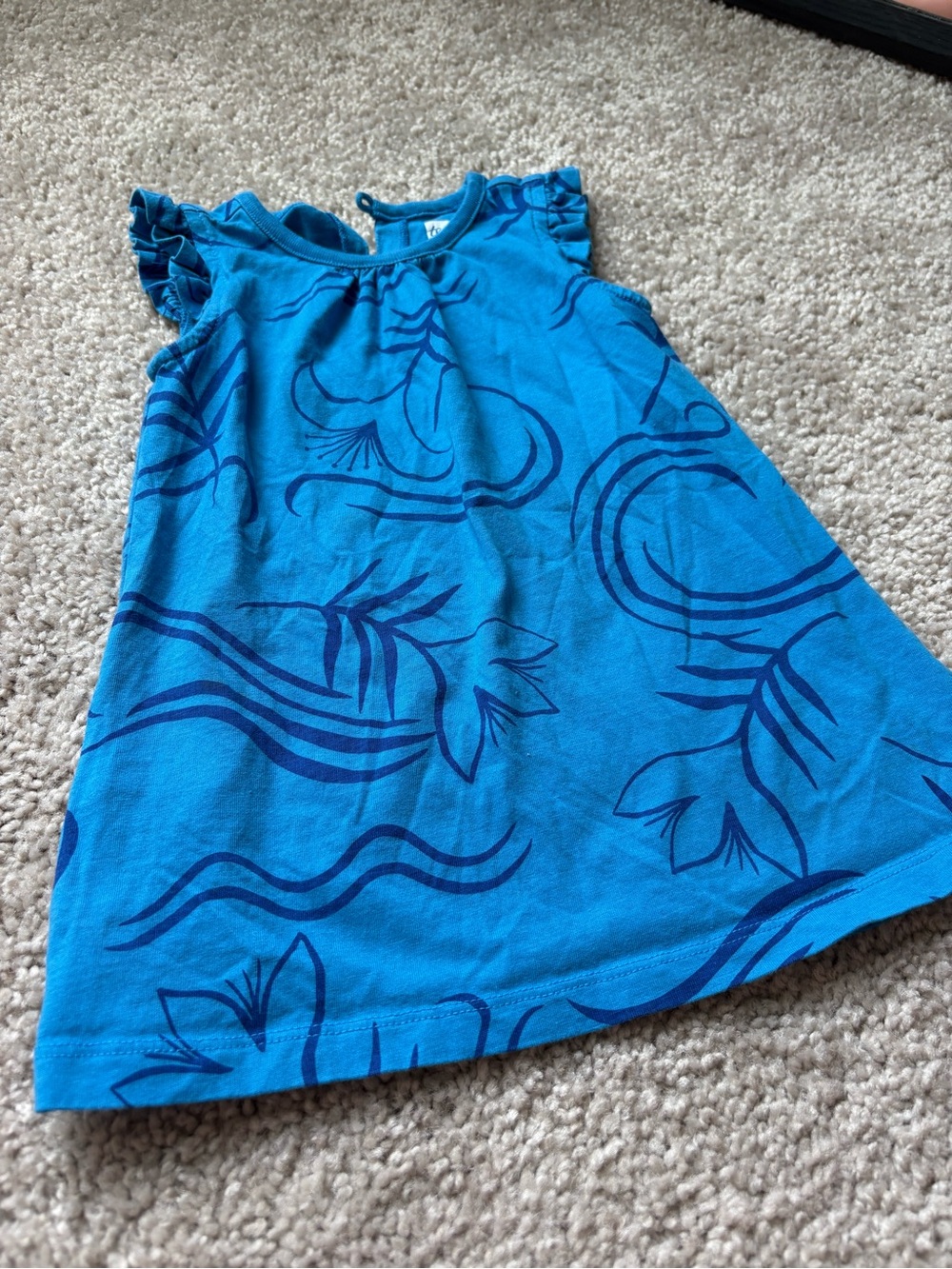Tea Collection Blue Floral-Print Ruffle-Sleeve Dress - Picture 2 of 5